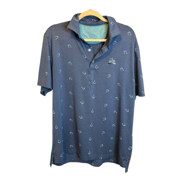 Johnnie-O Shirt Men's Size Large Final Final Drinks Polo Blue - Picture 2 of 4